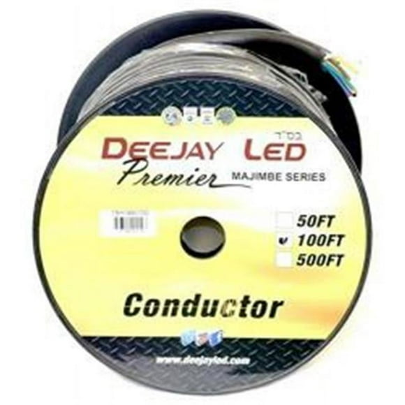 DeeJay TBH148C100 Câble Toronné de Calibre 14 à 8 Conducteurs de 100 Pi avec une Seule Veste Noire, Idéal pour les Haut-Parleurs et l'Alimentation
