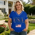 thumbnail image 6 of YVNAURA Women's 250th Anniversary V Neck T Shirt America 250 Semiquincentennial Patriotic Tee 1776-2026 USA Flag Graphic Family Matching Shirts for Women 4th of July, Blue, L, 6 of 8