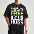 thumbnail image 5 of Mens Rainbow Free Dad Hugs LGBTQ Pride Month T-Shirt - LGBT Tee With Rainbow Lettering Washed Tee, 5 of 9