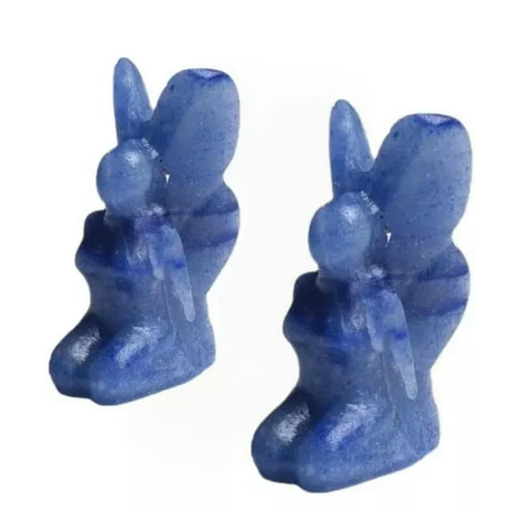 EOEMY Natural Butterfly Fairy Quartz Carved Crystal Chakra Reiki Mineral Stone Decor-Blue Aventurine Quartz-1Pc