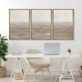 thumbnail image 4 of IDEA4WALL Framed Canvas Print Wall Art Set of 3 Neutral Seascapes Subtle Tones Illustration Print Watercolor Abstract Ocean Serene Modern Digital Art Minimal Chic for Home Decor - Natural 16"x24"x3, 4 of 5