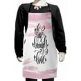 thumbnail image 1 of Live Laugh Love Kids Apron, Abstract Pink Toned Brush Strokes Backdrop with Hand Lettering Words, Boys Girls Apron Bib with Adjustable Ties for Cooking Baking Painting, Blush Black White, by Ambesonne, 1 of 2