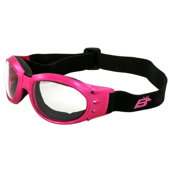 Birdz Eyewear Eagle Padded Anti Fog Womens Motorcycle Goggles Pink Frame (Pink-Clear)