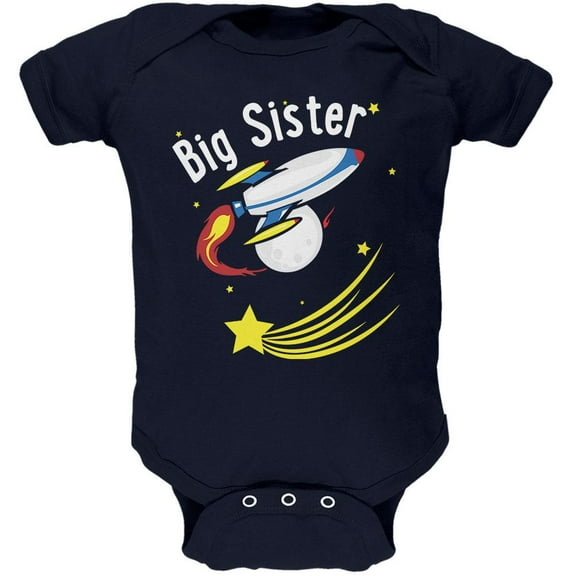 Big Sister Outer Space Rocket Soft Baby One Piece Navy 3-6 M