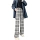 thumbnail image 4 of Pantalones casuales rectos a cuadros con pantalones anchos a cuadros de cintura alta, 4 of 5