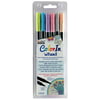 6 Piece Colorin Le Plume II Coloring Book Pens, Pastel, Colors include: yellow Green, pale blue, wisteria, bubblegum pink, light gool grey and Pastel peach By UCHIDA