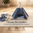 thumbnail image 4 of Blue Pet Teepee, 23.6 in / 60 cm Small Dog Tent & Cat Bed with Removable Cushion, Plush Top, Foldable Pet Tent for Indoor and Outdoor, Portable Dog House with Wooden Frame, Easy to Assemble, 4 of 8