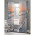thumbnail image 3 of Summer Beach Sunset Landscape Sheer Curtains 96 Inch Long 2 Panels, Coastal Ocean Red Cloud Sky Wave Light Filtering Rod Pocket Curtains, Sheer Voile Drapes for Living Room Bedroom, 52"x96", 3 of 8