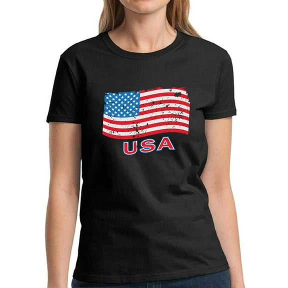 American Flag Shirts for Women - 4th of July USA Graphic Tee