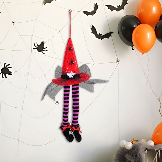 Isvgxsz Clearance Halloween Costume Witch Hat with Feet Hanging Rope Halloween Hanging Witch Hat Decoration Cosplay Costume Accessory Caps Halloween Home Yard Decor Party Masquerade Accessory