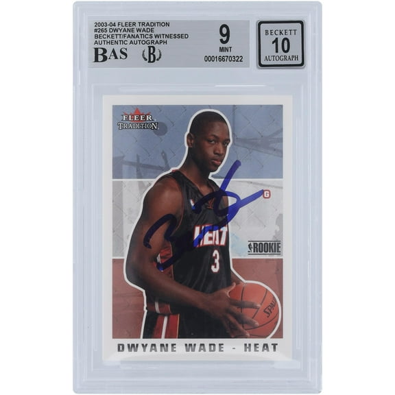 Dwyane Wade Miami Heat Autographed 2003-04 Fleer Tradition #5 Beckett Fanatics Witnessed Authenticated 9/10 Rookie Card - Fanatics Authentic Certified