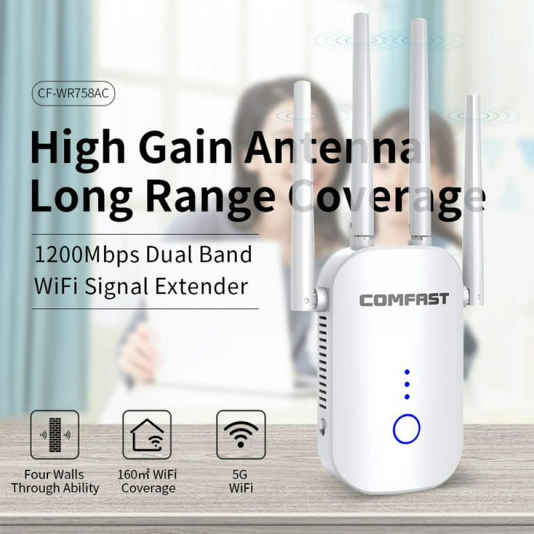 Kozart WiFi Range Extender, EEEkit 1200Mbps WiFi Repeater Wireless Signal  Booster,5G Four-Antenna WiFi Extender with Ethernet Port, 360 Degree Full