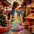 thumbnail image 4 of Grblisyd Girl Christmas Dress Little Kids Cute Flutter Sleeve A-Line Flowy Beach Dresses Fashion Casual Midi Sundress, 4 of 5
