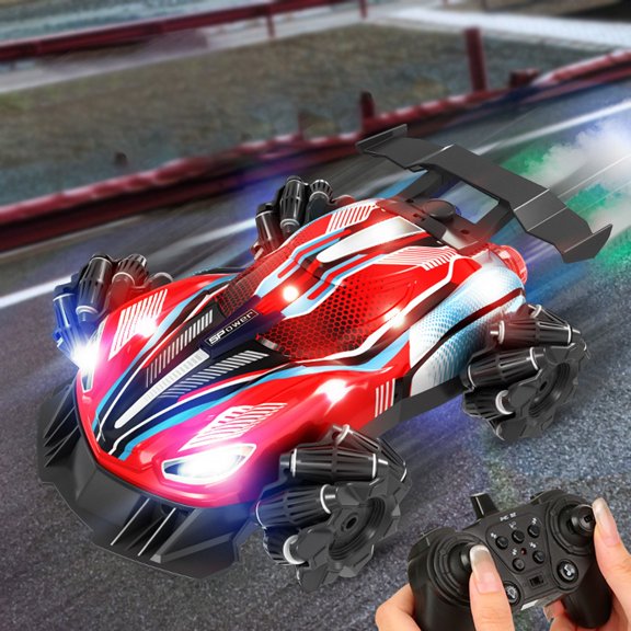 Holloyiver Remote Control Car RC Spray Cars, 2.4 Ghz High Speed 360° Flips RC Stunt Drift Car with LED, Off-Road Vehicle Toys for Age 6 7 8-12 9 10 11 Boys & Girls Birthday Gifts