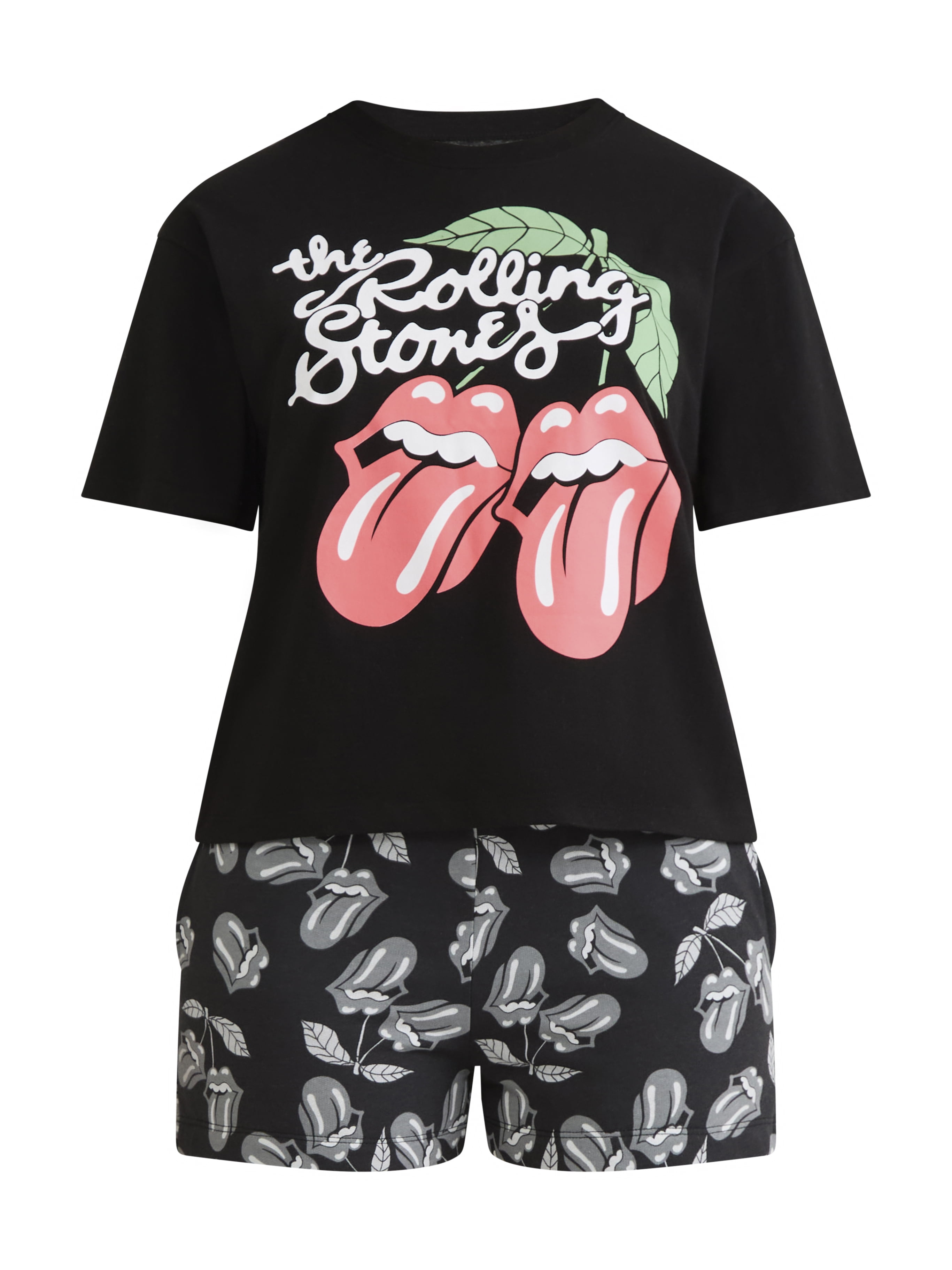 The Rolling Stones Women’s and Women’s Plus Graphic Tee and Fleece Shorts Set, 2-Piece, Sizes XS-3X
