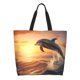 thumbnail image 1 of Fotbe Sunset Dancing Dolphin A Bolsa Tote Estética de Lona con Estampado para Mujer - Bolsa Reutilizable de Hombro Casual para Vacaciones, Compras, Trabajo y Gimnasio, 1 of 8