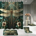 thumbnail image 3 of Green Leaves Shower Curtain Sets with Non-Slip Rug, Toilet Lid Cover and Bath Mat, Plant Leaves Shower Curtain Sets with 12 Hooks, Shower Curtain for Bathroom Set Decor, 3 of 6