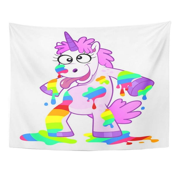 ZEALGNED Colorful Funny Cartoon Mad Unicorn Soiled Liquid 