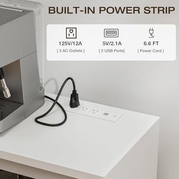 IKIFLY Modern Sideboard Cabinet with Storage, Buffet Cabinet with LED Light & Power Outlet, Credenzas Accent Cabinet Table with 4 Doors and Adjustable Shelves for Entryway, Living Room, Kitchen White