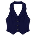 thumbnail image 6 of Miutii Women's Halterneck Waistcoat Cropped Backless Button Down Y2K Tuxedo Vest Navy Blue XXL, 6 of 9