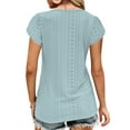 thumbnail image 7 of TEMOFON Women T-shirts Summer Short Sleeve Tops Casual Ruffle Sleeve Tunic Tops Trendy V Neck Tops Loose Ladies Shirts Blouses Blue XXL, 7 of 7