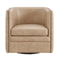 thumbnail image 2 of NPD Furniture Leslie 18" Top Grain Leather Swivel Tufted Chair in Beige, 2 of 10