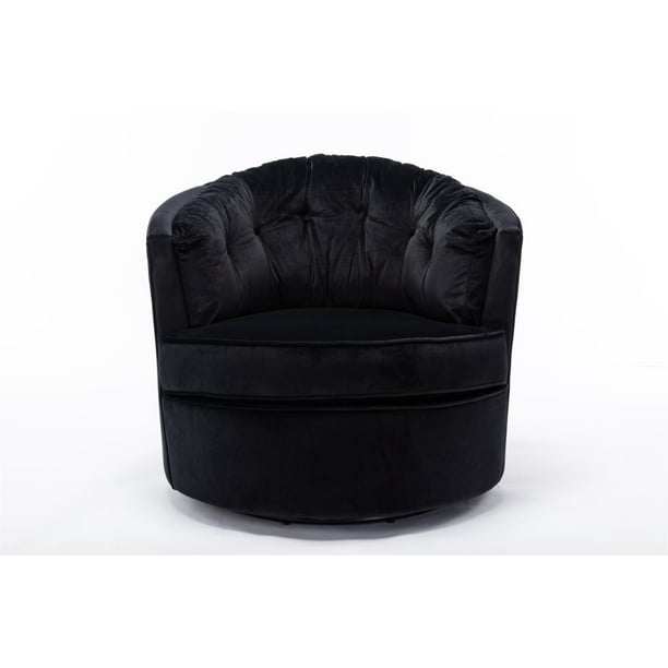 Upholstered Barrel Chair Velvet Swivel, Black Swivel Barrel Chair