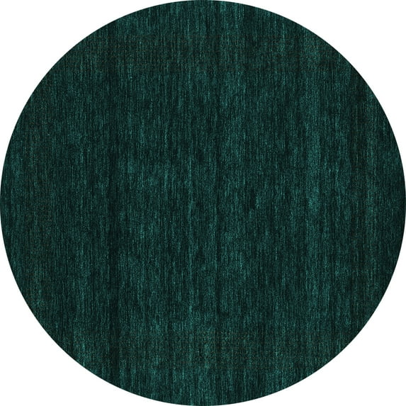 Ahgly Company Machine Washable Indoor Round Abstract Turquoise Blue Contemporary Area Rugs, 3' Round