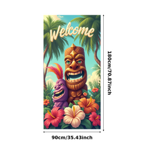 Tropical Design Tiki Banner Colorful Characters Polynesian Style Welcome Sign for Beach Party Outdoor Event Luau Celebration