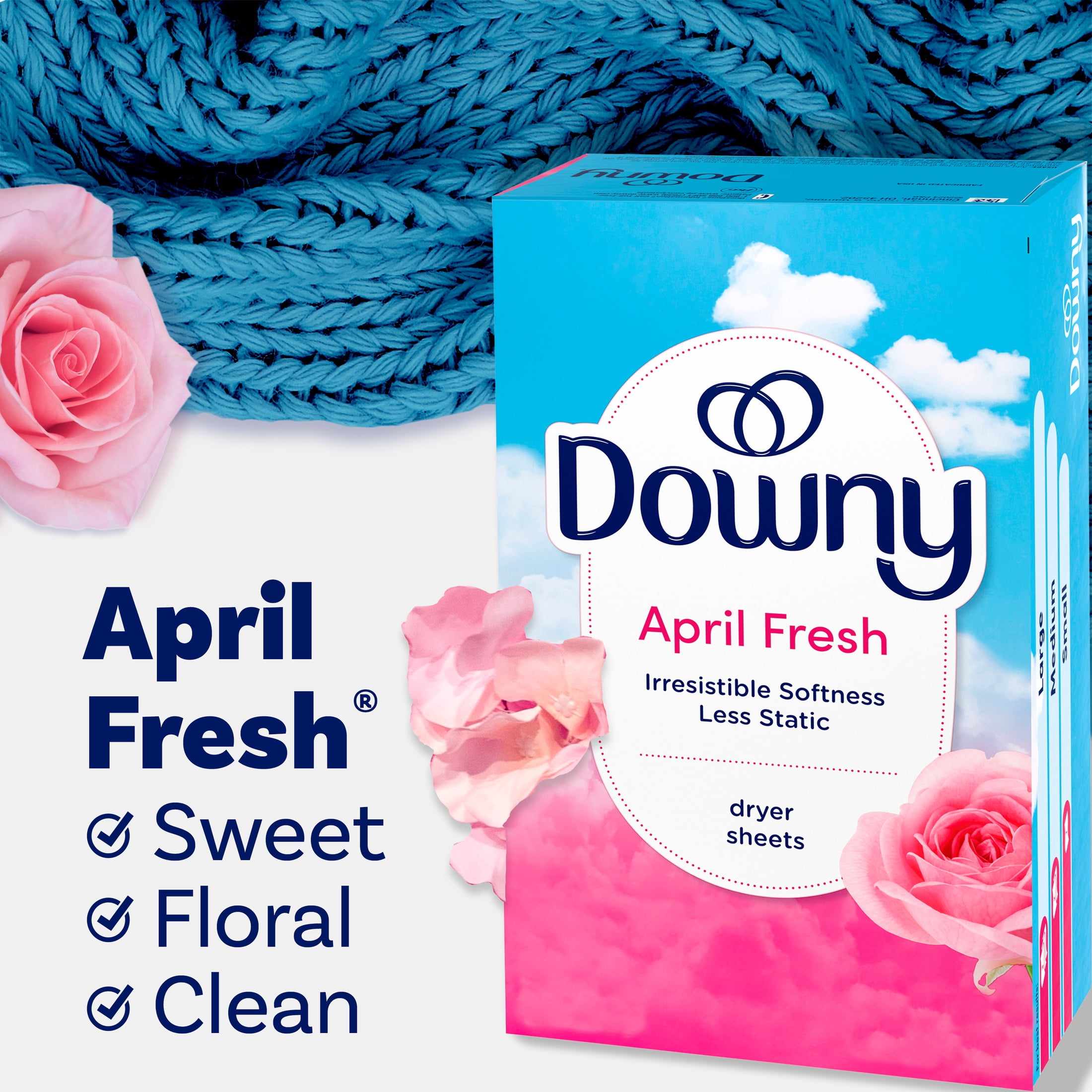 (4 pack) Downy Fabric Softener Dryer Sheets, April Fresh Scent, 240 Count