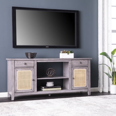 SEI Edderton Entertainment Center fits up to 56" with Storage, Gray/Natural
