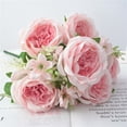 thumbnail image 2 of Flores de peonía artificial banquete de boda tela de seda ramo floral oficina en casa peonía falsa, rosa 9 Ramo Yuarrent HA6917-02B, 2 of 6
