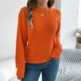 thumbnail image 3 of Scyoekwg Fall Hollow Out Sweaters for Women Fashion Casual Crew Neck Long Sleeve Crochet Pullover Tops Loose Comfy Sweater (Orange,S), 3 of 8