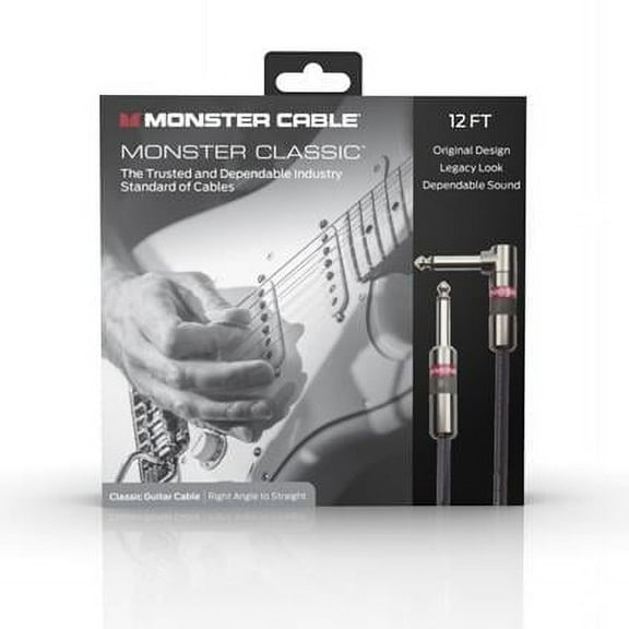 0.25 in. Monster 600495-00 Prolink Monster Classic Instrument Cable with 12 ft. Right Angle to Straight