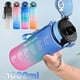 thumbnail image 2 of Botella de agua de gran capacidad con pajita, recipiente para beber de 1 litro a prueba de fugas con marcador de tiempo para deportes, Fitness y gimnasio, 1000ml, 2 of 5