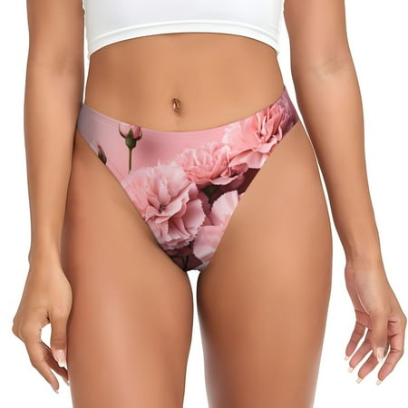 Sigee Delicate Pink Carnations for Women s G-String Sexy  Low Rise  Soft Lace Perfect for Special Occasions-Large