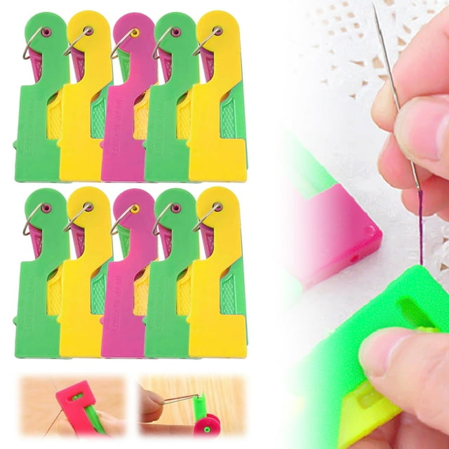 YISITIAN 10-Pack Automatic Needle Threader, Quick-Easy Sewing Tool for Embroidery Cross Stitch Quilting, Effortless Eye Threading for Seniors and Beginners AZ1014-1812