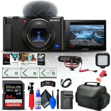 Image of Sony ZV-1 Digital Camera + Pro Mic + 64GB Memory Card + Photo Software + More
