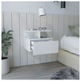 thumbnail image 4 of Adele Floating Nightstand - White, Wall Mounted End Table with Drawer & Shelves White + 1 Drawer + Bedroom + Floating + Modern + Shelf + Particle Board + Particle Board, 4 of 7