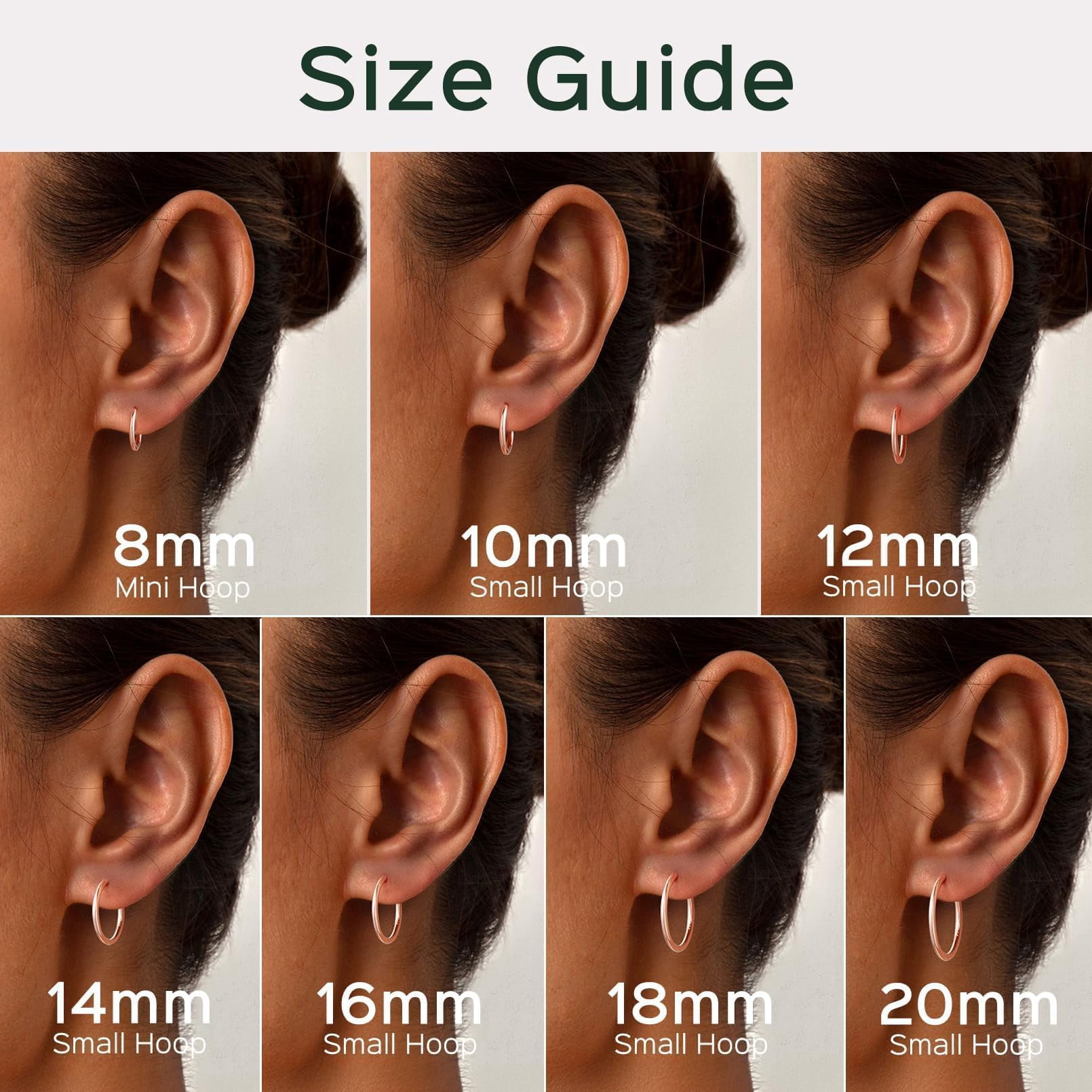 ChicSilver Rose Gold Plated Hoop Earrings for Women Hypoallergenic Rose Gold Plated Cartilage Earring 8MM Huggie Hoop Earring