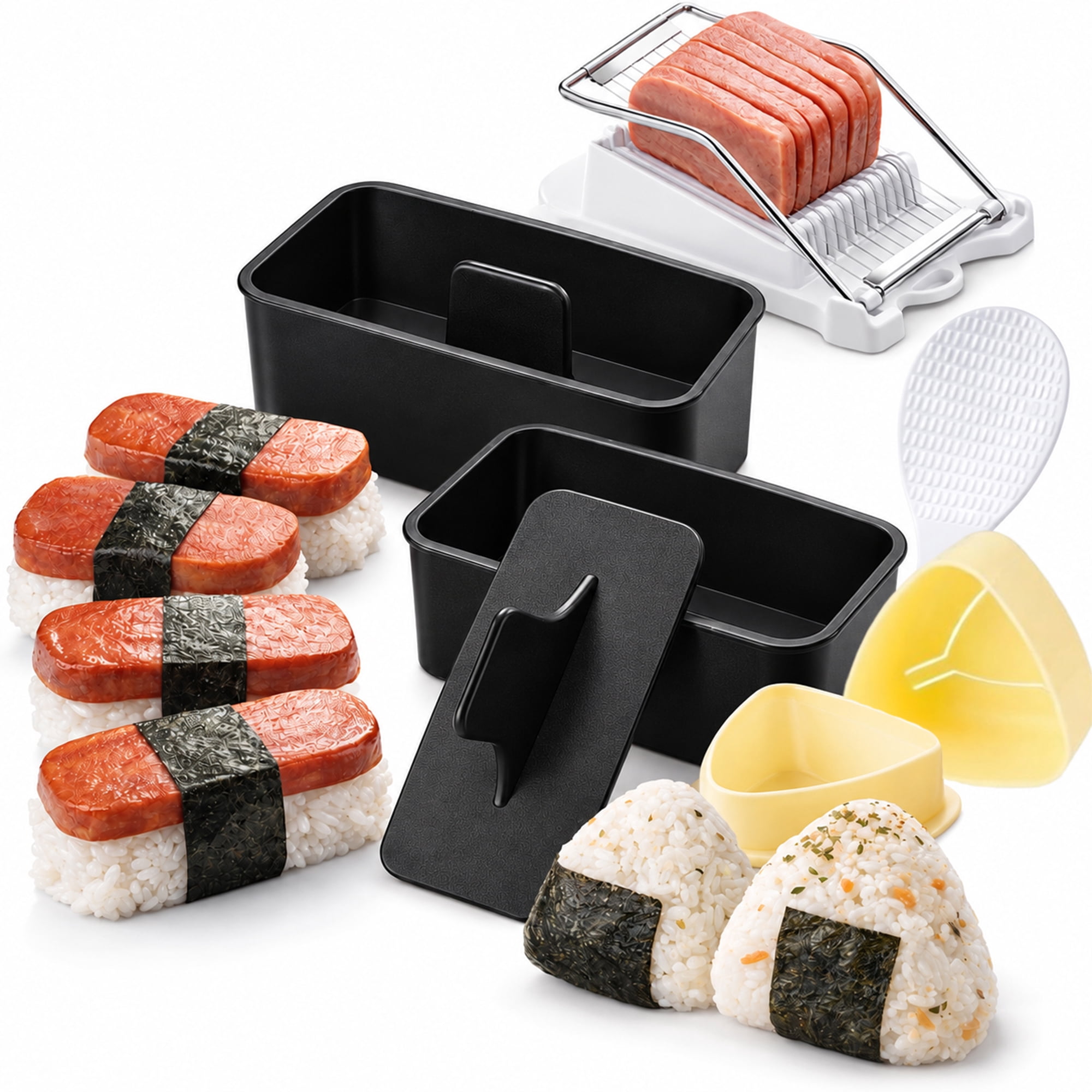 FUNGYAND Musubi Maker Press Kit with Spam Slicer Onigiri Mold for Lunch Bento, Homemade Sushi Musubi