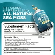 NutriVein Organic Sea Moss 1600 mg Gut and Thyroid Support 120 Capsules