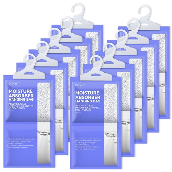 CLEVAST Paquete de 10 Amortiguadores de Humedad Antihumedad, Bolsas Deshumidificadoras Eliminador Humedad para Armario, Absorbente de Humedad Colgante en Armarios, Dormitorios, Baños (230 g