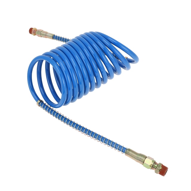Manguera de freno de aire enfriador de aceite línea corta en espiral 12 cable de freno en espiral para camiones tractores con conexión de 1/2" NPT 15 pies latón nylon azul