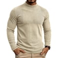thumbnail image 2 of FRSASU Men's Turtleneck Sweater Long Sleeve Casual Ribbed Knitted High Neck Fall Winter Pullover Sweaters Khaki, 2 of 6