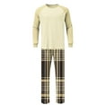 thumbnail image 5 of YueHuiYing Men's Pajamas Set 2 Piece Long Sleeve T-Shirt Loungewear Long Plaid Pants with Pocket, 5 of 7