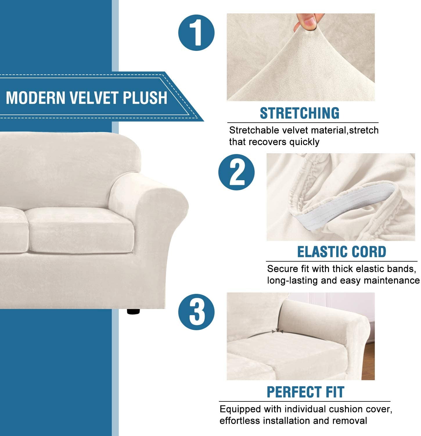 Sanmadrola Sofa Cover Slipcover Couch Cover Set for Chair Super Stretch Universal Slip Cover Furniture Protector 2 Pieces