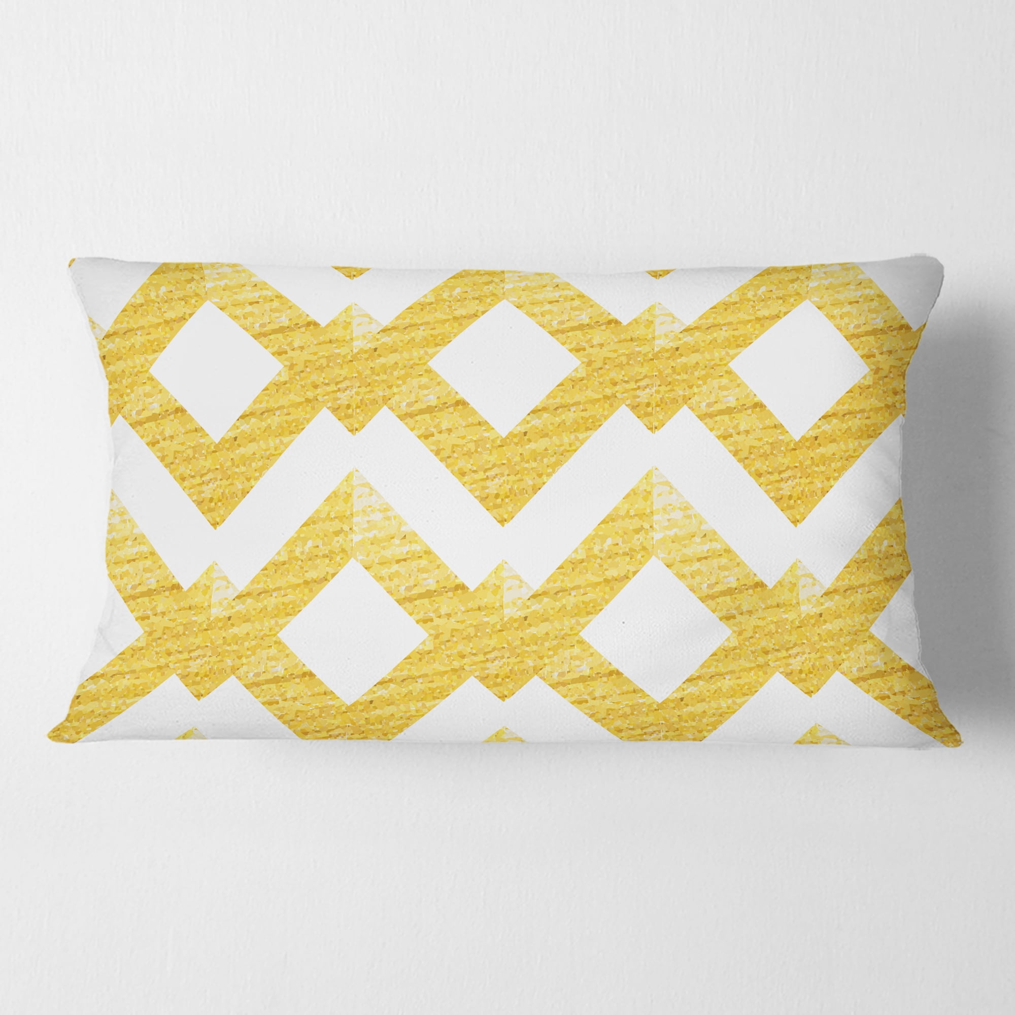 Designart Gold glittering lines pattern' Mid-Century Modern Throw Pillow - 12x20