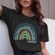 thumbnail image 3 of Camiseta de profesora de arcoíris, moda de verano, Harajuku, viento, letras de arcoíris, camiseta de manga corta de talla grande, Tops de tendencia para mujer, 3 of 5