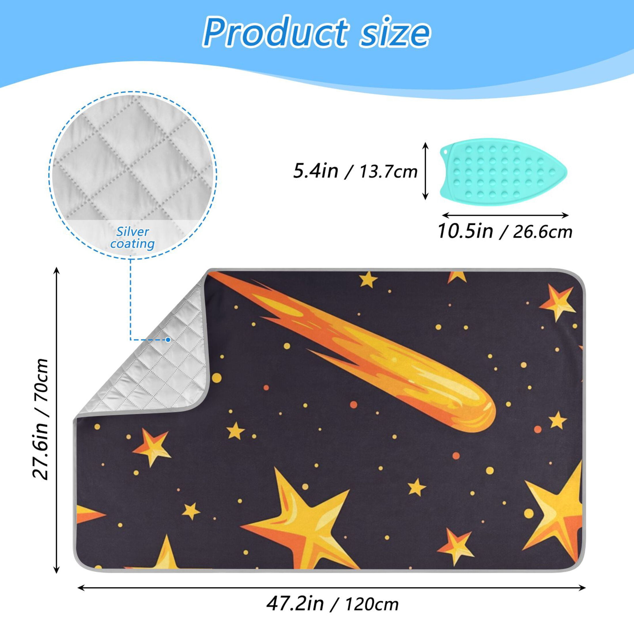 Shooting Stars Ironing Mat Blanket Portable Travel Ironing Pad Heat Resistant Pad 47.2" x 27.6”